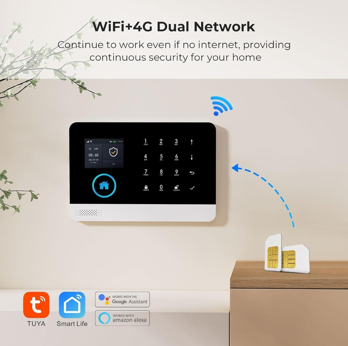 Pametni alarmni sistem XNY 4G + WiFi z zunanjo in notranjo kamero - naklikaj.si