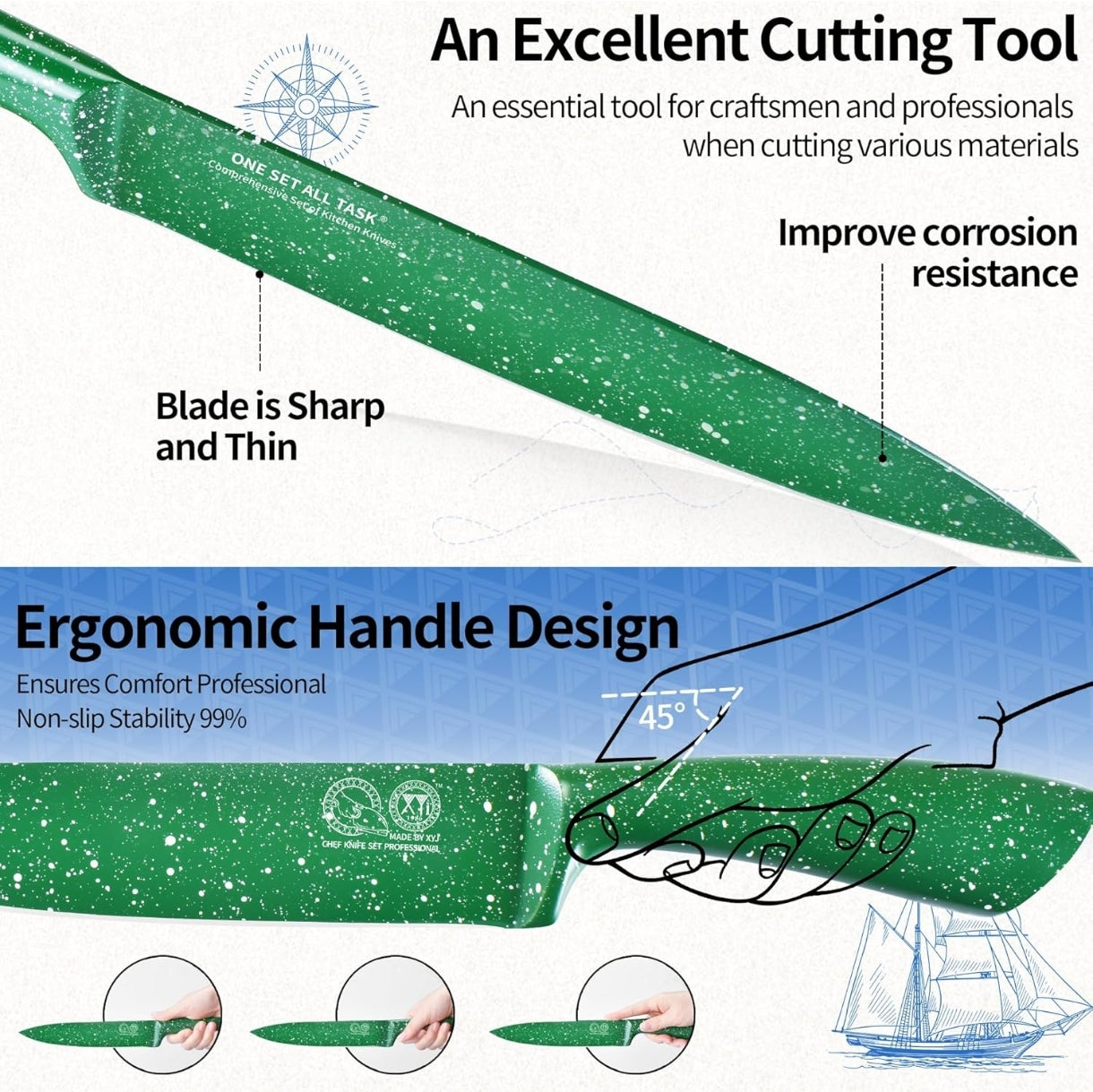 Set nožev XYJ - 13v1 z stojalom