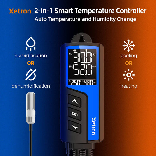 🌡️ Xetron STC-1000ProTH digitalni regulator temperature in vlage, 220V – 2 v 1
