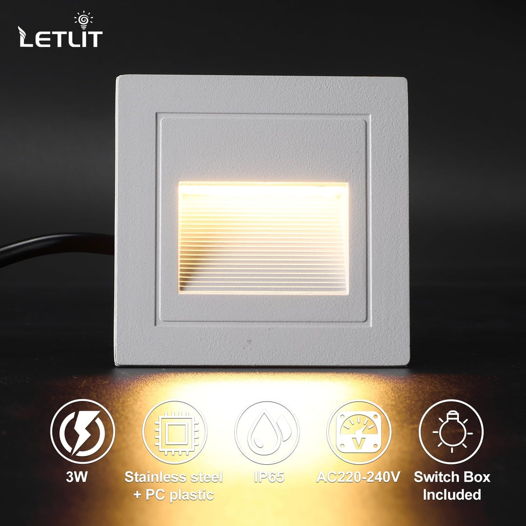 6x LETLIT vgradne LED stopniščne luči 3W – 4000K, 300lm (bela)