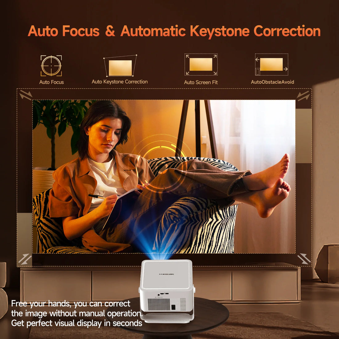 LED projektor Magcubic HY450MAX, 4K/8K, Android 14, Wifi 6, 1100 ANSI, AutoFocus
