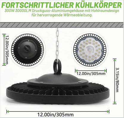 Industrielle LED-Lampe Jefedana 300W – 30000LM, IP65, kaltweiß (6500K)