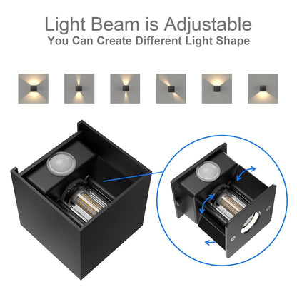 💡KLIGHTEN outdoor LED wall lamp 9W (G9) with motion sensor - anthracite, adjustable beam angle, IP65, 3000K, aluminum