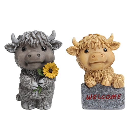 Dekorativni set figuric “Scottish Highland Cattle” – 2 kosa