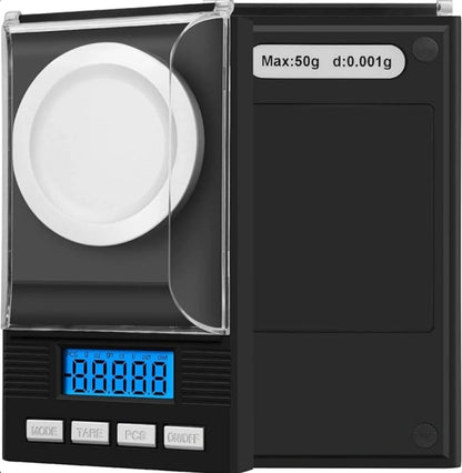 Digitalna precizna tehtnica 0.001 g / 50 g – z LCD zaslonom in dodatki