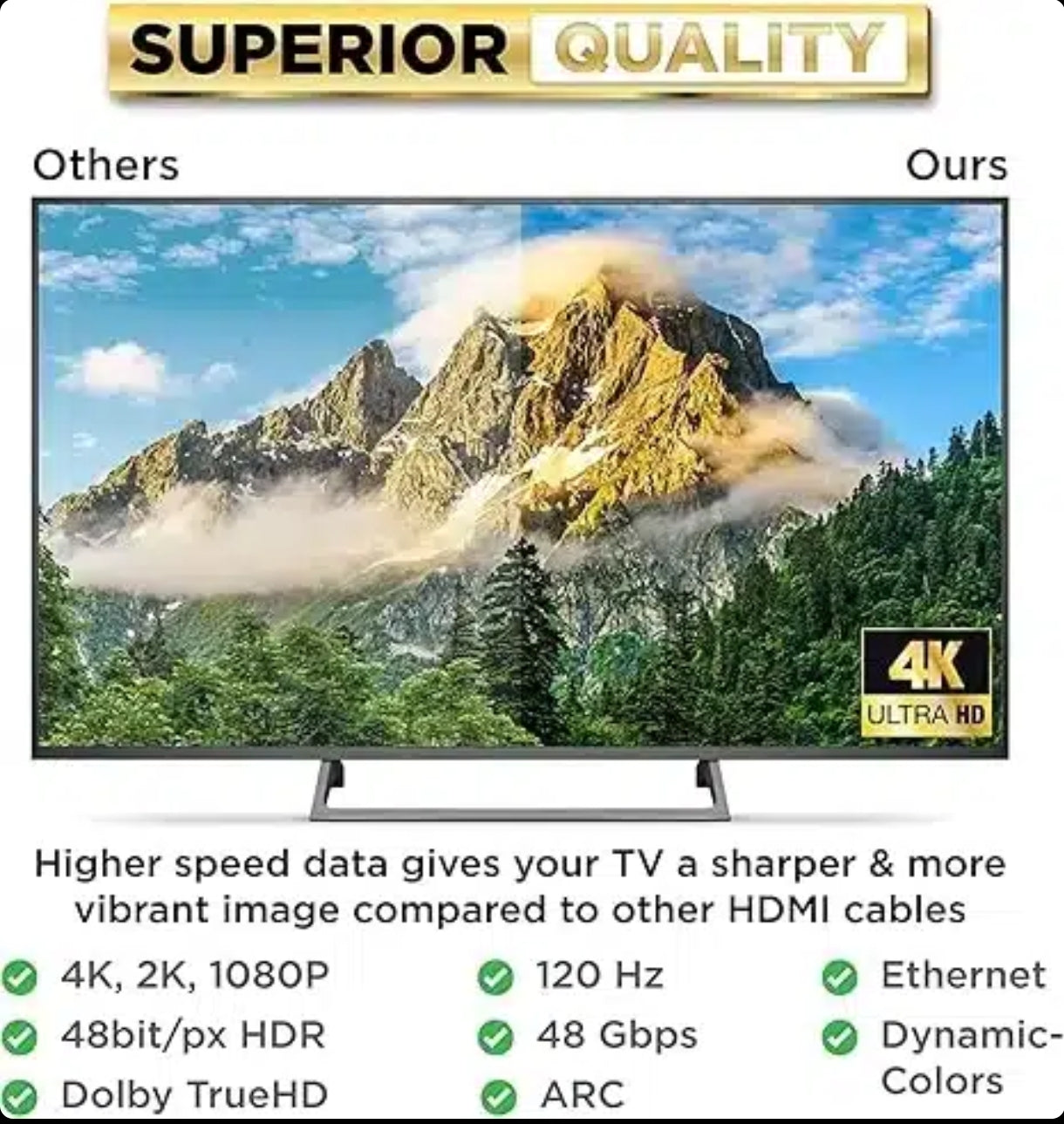 PowerBear 4K HDMI kabel High-Speed z zlatimi priključki - pleteni najlon (različne dolžine)