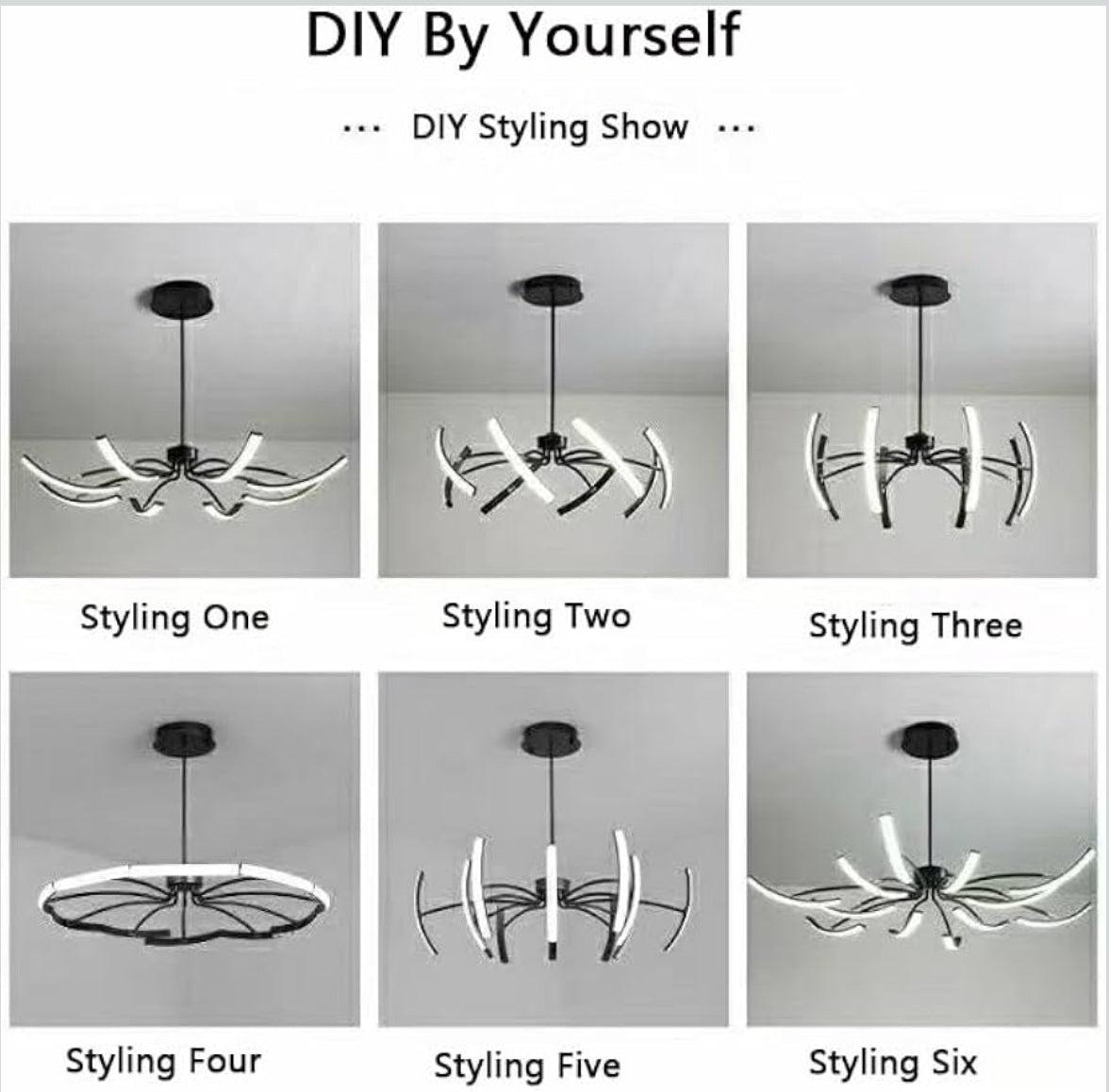 Moderni viseči LED luster 64W (100cm) z daljincem (črna barva)