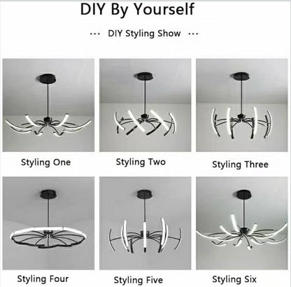 Moderni viseči LED luster 64W (100cm) z daljincem (črna barva)