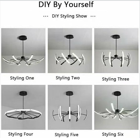 Moderni viseči LED luster 64W (100cm) z daljincem (črna barva)