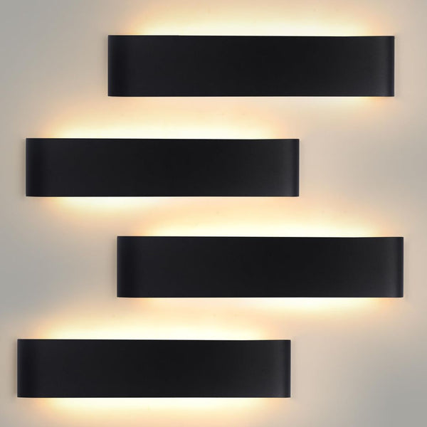 Komplet 4x Mille Lucciole 24W LED notranja stenska svetilka - 3000K, 4000K, 6500K - črna 38cm