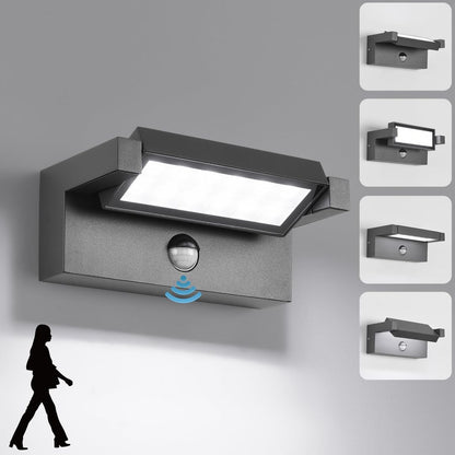 LED zunanja stenska svetilka s senzorjem gibanja, 22W, 6500K, IP65, antracit