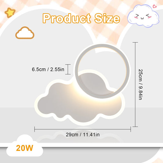 ☁️ LED stenska svetilka oblak z obročem – 20W