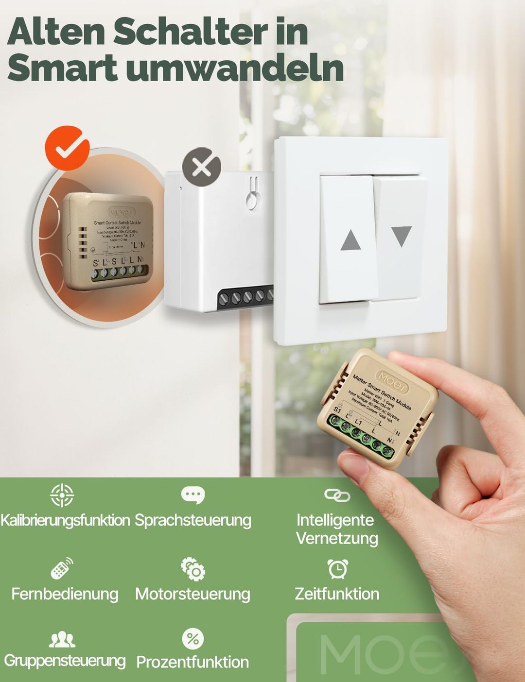 Komplet 4x Tuya WiFi pametno stikalo za zavese in rolete - naklikaj.si