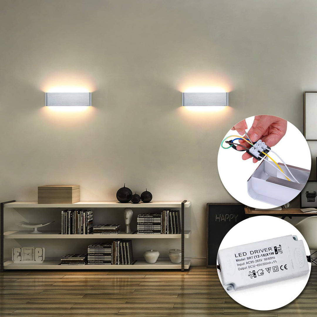 💡 LED stenska svetilka 16W, 3000K – moderna srebrna, 30cm