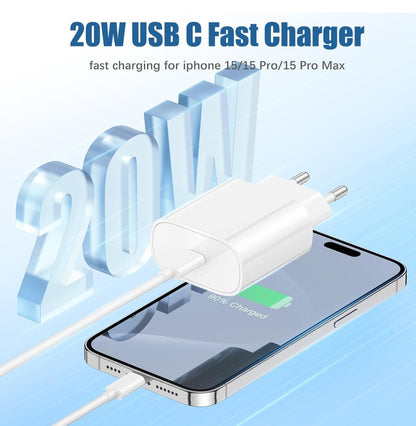 2kom 20W USB-C hitri polnilec + 60W USB-C na USB-C kabel (2pack)