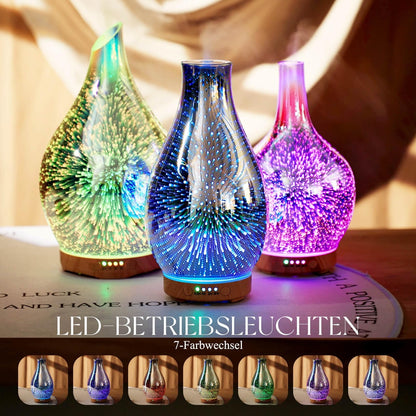 Aroma difuzor iz ročno pihanega stekla – 100 ml, 7 barv LED osvetlitve - srebrn