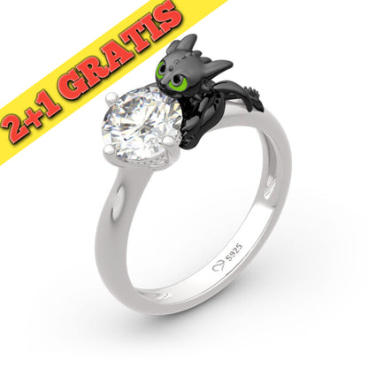 💍 JEULIA Hug Me "Your Dragon" srebrni 925 prstan s cirkonijem