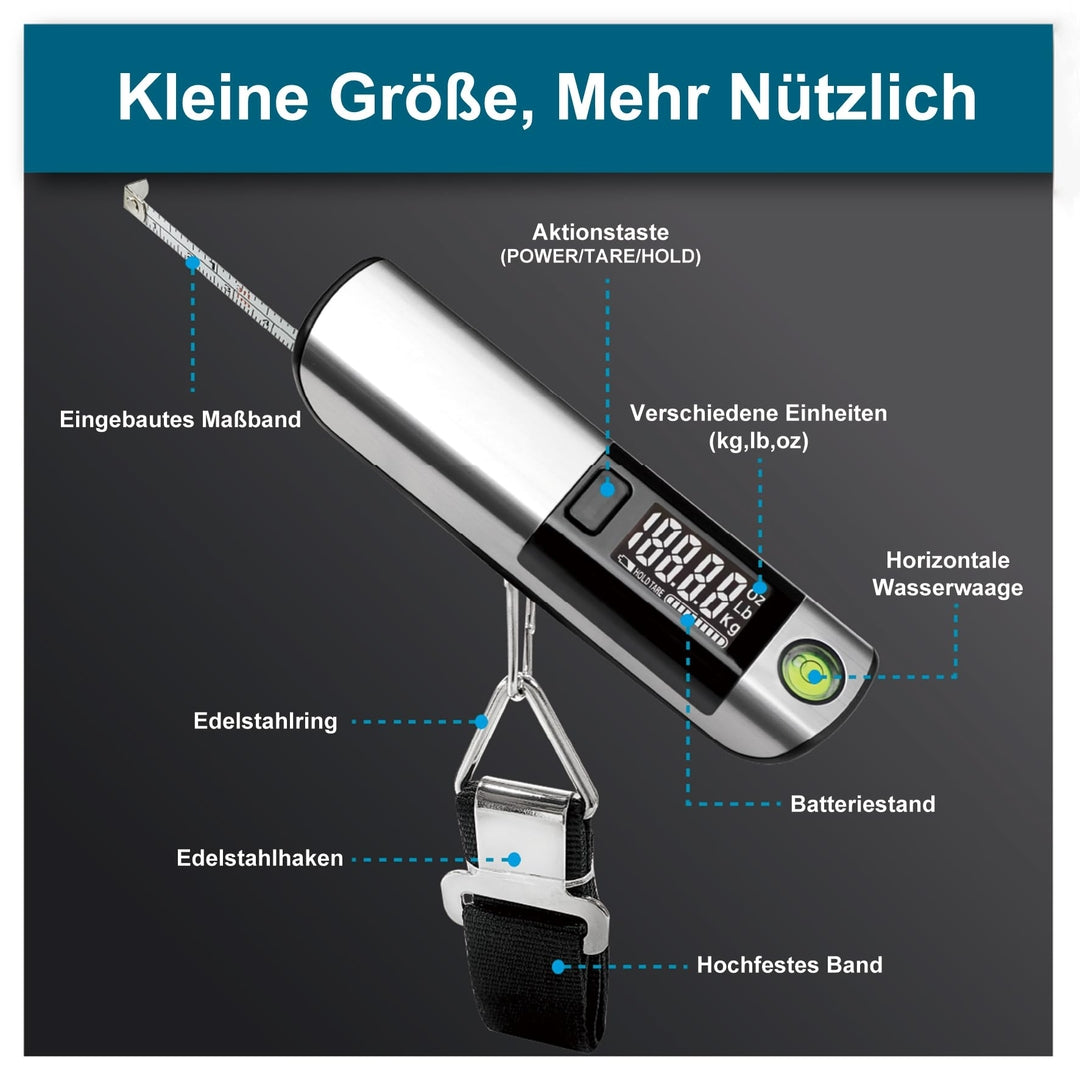 Digitalna prenosna tehtnica za prtljago z merilnim trakom – do 50 kg