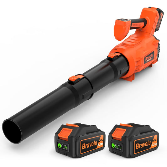 BRAVOLU baterijski pihalnik listja – 2× baterija 5200 mAh, 5 hitrosti + TURBO način 350km/h