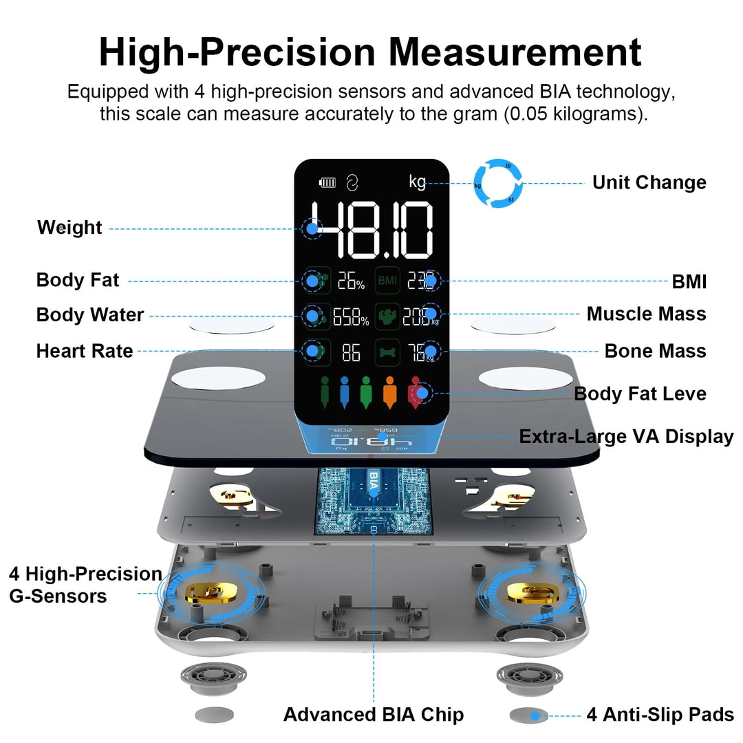 HEALTHKEEP pametna tehtnica z zaslonom – BT povezava, analiza telesne sestave, iOS, Android
