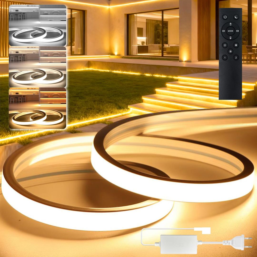 10m BRIMETI CCT LED neon trak, 120LED/m, daljinec, IP65 – 3000-6500K