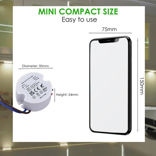2x mini LED transformator 12V (15W, vodoodporen IP67)