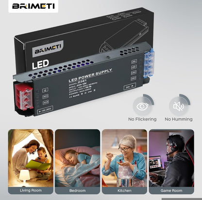 BRIMETI LED transformator 12V 200W, 16,64A – ultra tanek napajalnik za LED trakove