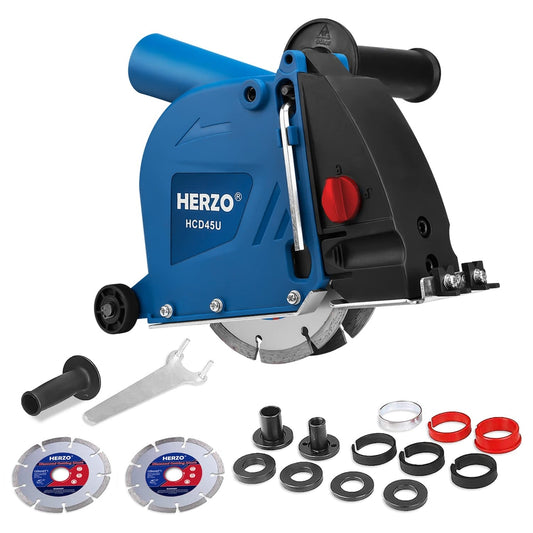 HERZO HCD45U nastavek za kotno brusilko 125 mm z 2 diamantnima reziloma – profesionalni sistem za rezanje utorov v zid
