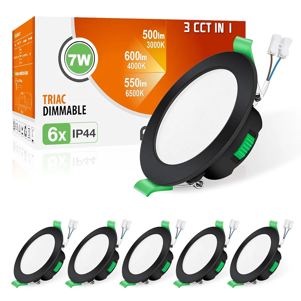 💡6x Alusso LED recessed light 7W (85mm) – white/black/chrome