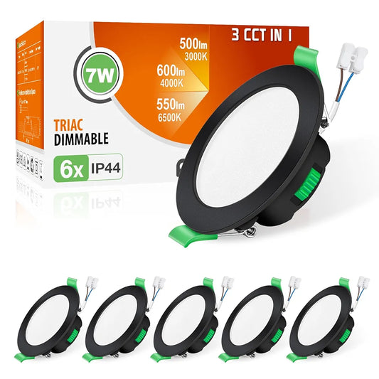 💡6x Alusso LED recessed light 7W (85mm) – white/black/chrome