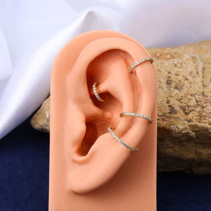 OUFER 9K zlati spiralni uhan - piercing nakit s CZ linijo - 9mm - naklikaj.si