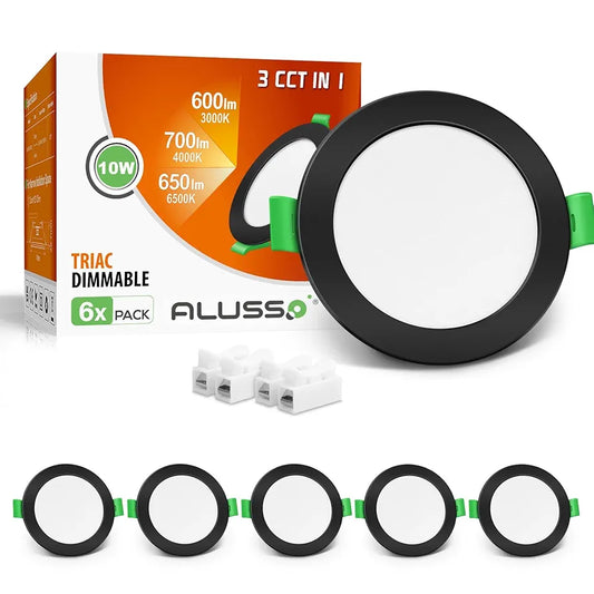 💡6x Alusso LED recessed light 10W (148mm) – white/black/nickel
