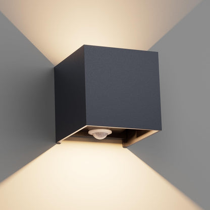 💡KLIGHTEN outdoor LED wall lamp 12W with motion sensor - anthracite, adjustable beam angle, IP65, 3000K, aluminum
