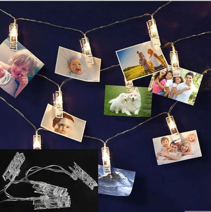 Twinkle Star LED lučke s ščipalkami za fotografije – plastika, toplo bela, 5 m