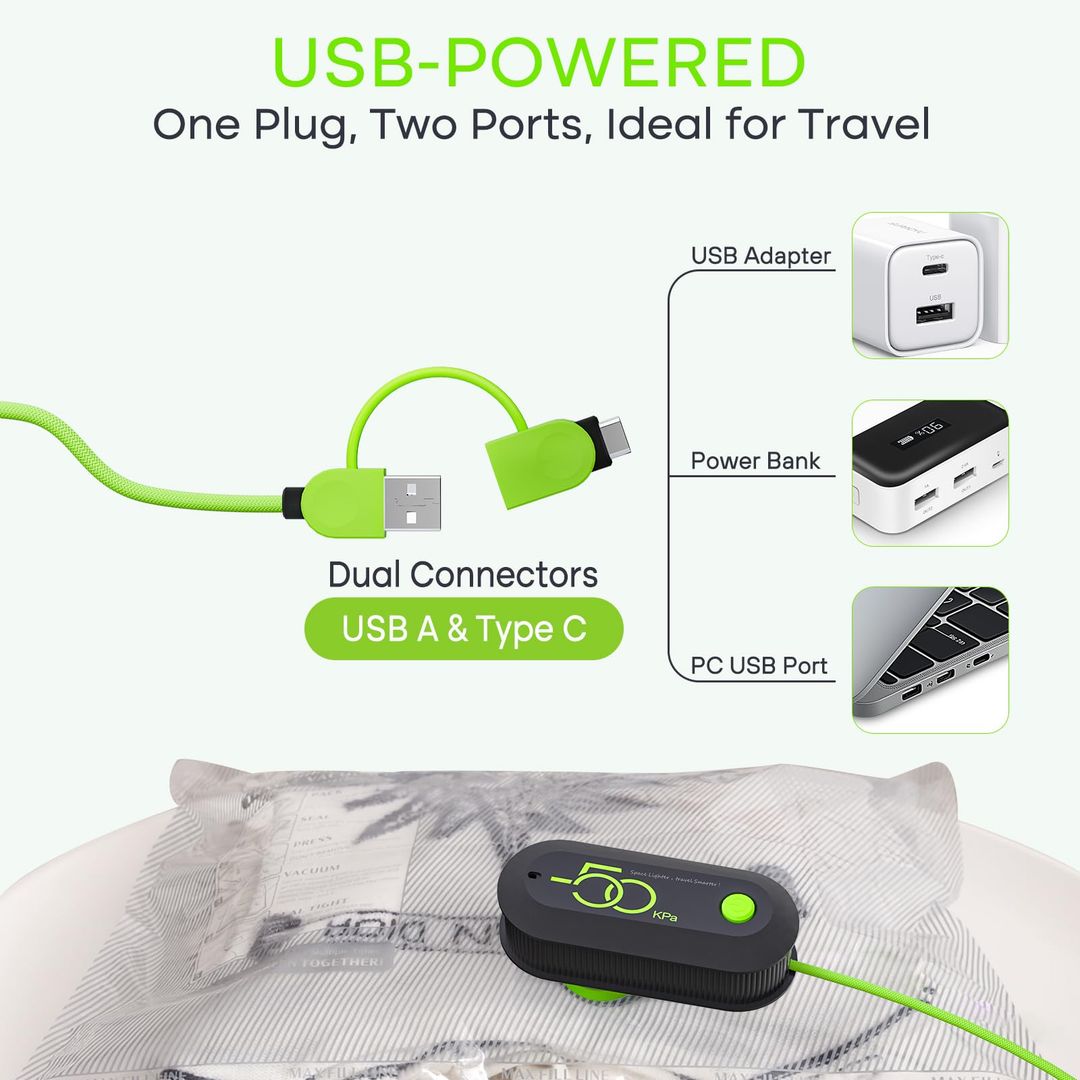 6 delni komplet vakuumskih vrečk za oblačila z USB črpalko