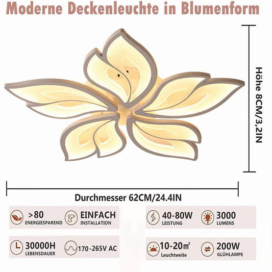💡 Moderna pametna LED stropna svetilka v obliki cveta – 80W