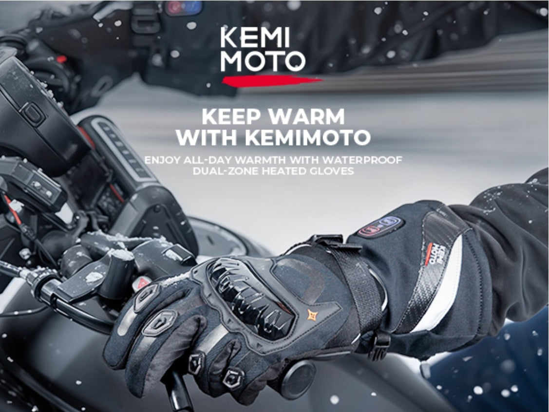 Grelne motoristične rokavice KEMIMOTO, baterija 2x 3000mah - velikost M