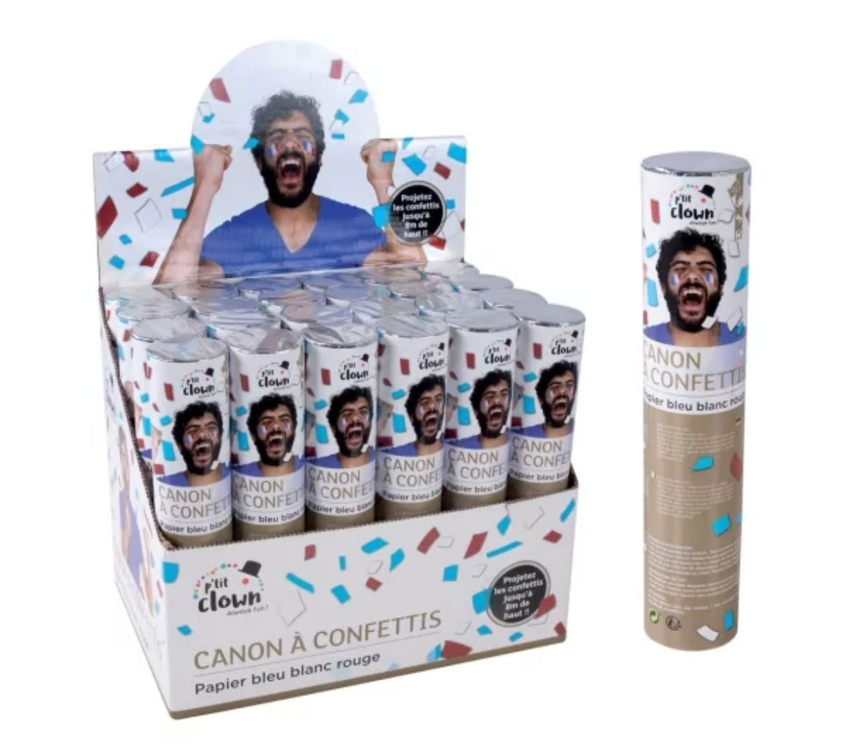 P’tit Clown konfeti top – papirnati ročni izstreljevalnik