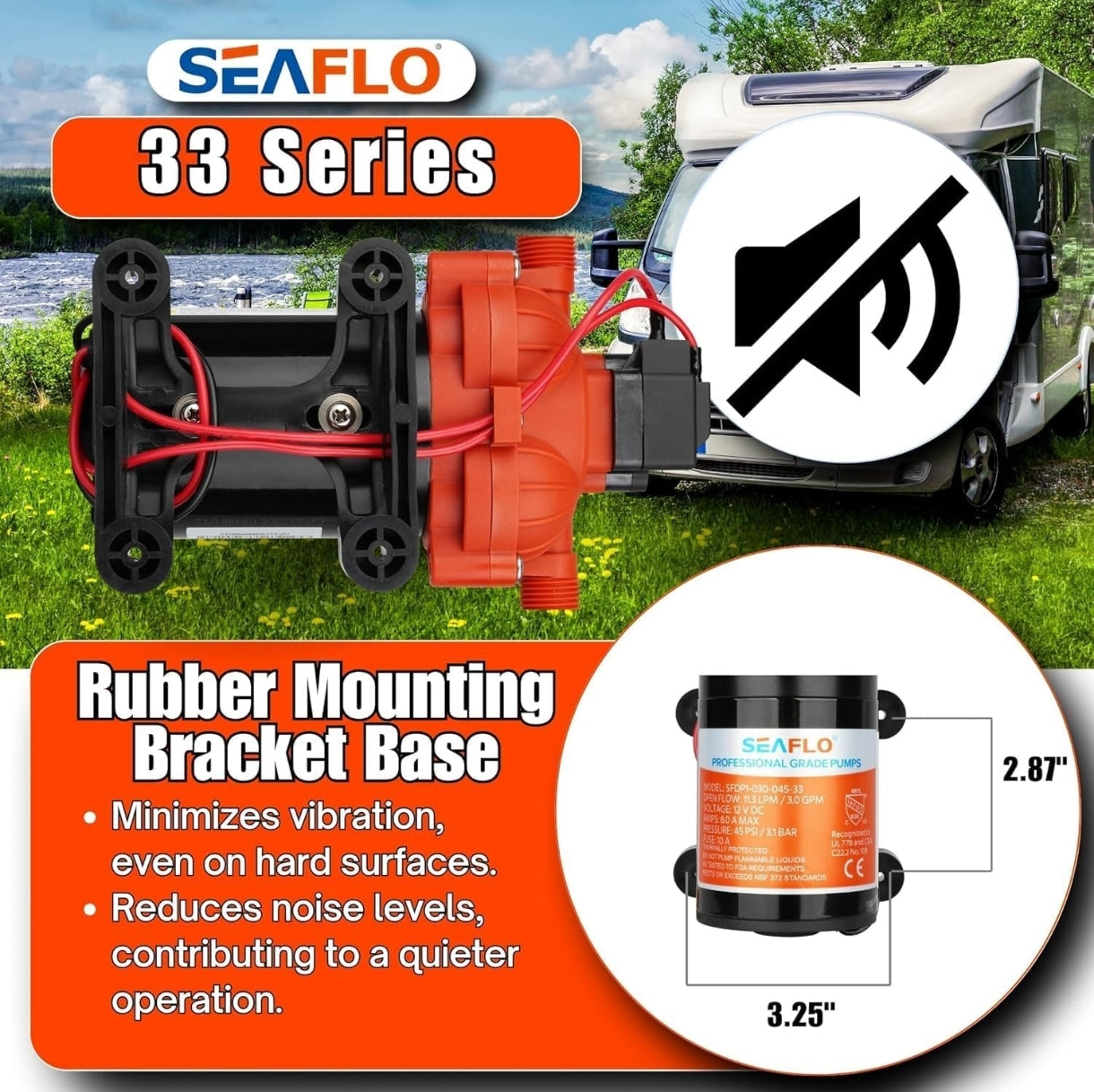 SEAFLO 33 Series 24V tiha samosesalna črpalka za avtodom, čoln, kampiranje, zalivanje...4 leta garancije