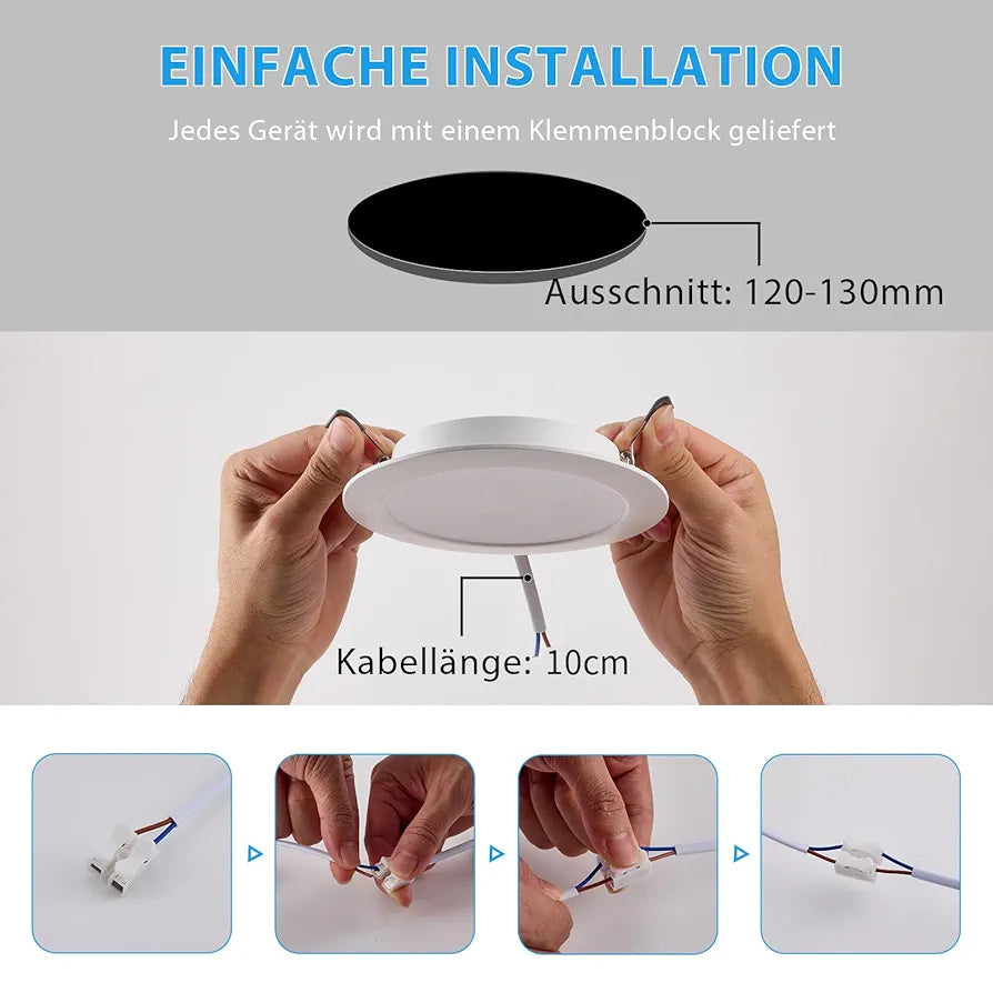 💡 12x Grebeam LED recessed light 12W (143mm) – white, IP65