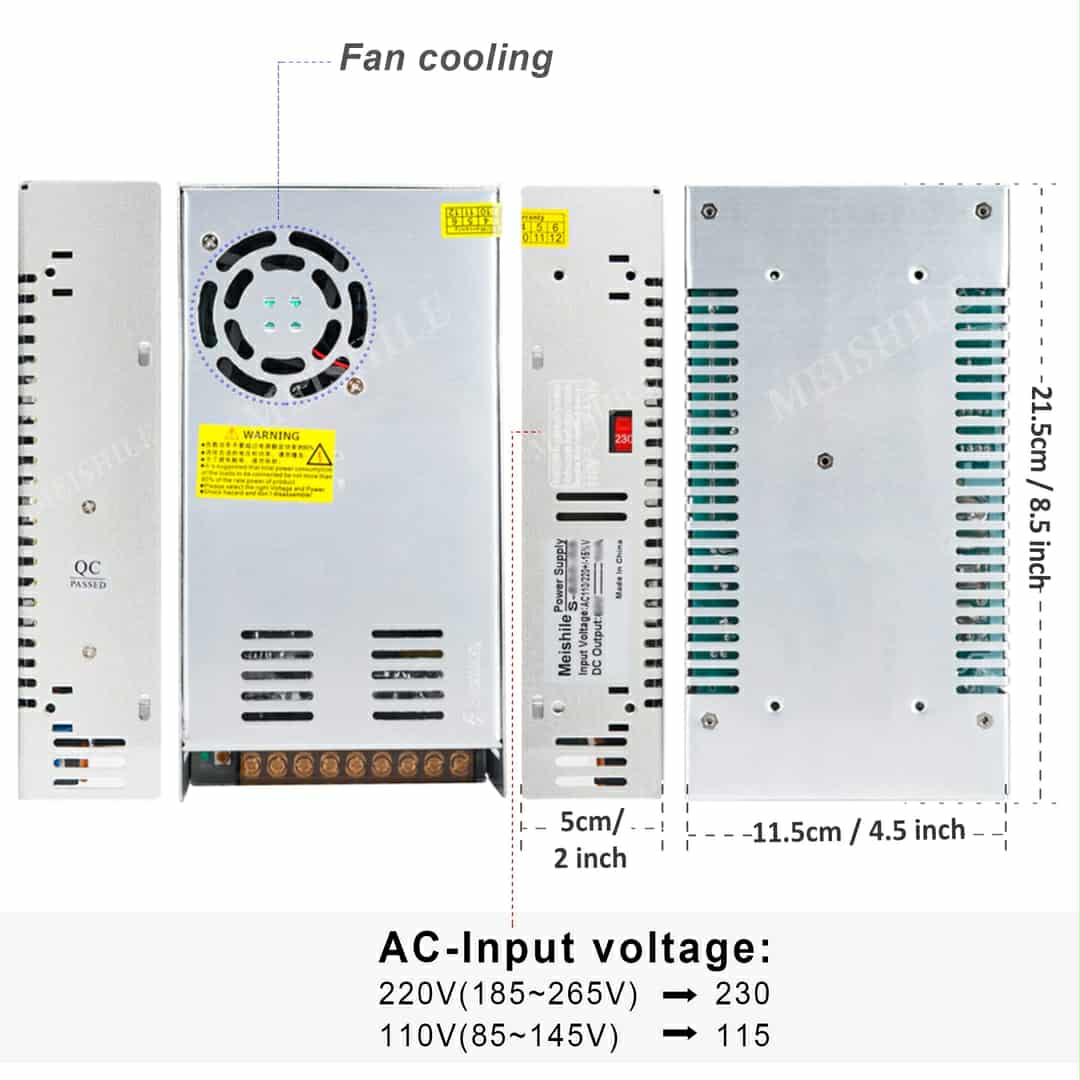 🔌 MEISHILE napajalnik, 12V, 480W, 40A, ventilatorsko hlajenje