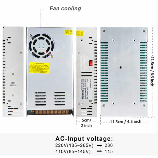🔌 MEISHILE napajalnik, 12V, 480W, 40A, ventilatorsko hlajenje