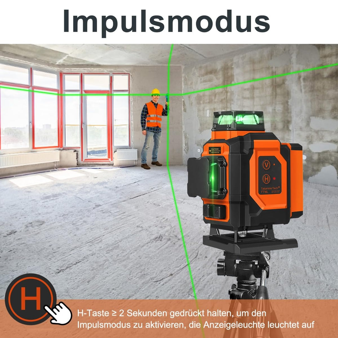 TAKAMINE PRO verzija, 4D gradbeni laser, 16 linij, 4×360°, Bluetooth+daljinec, 1 leto garancija