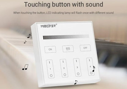 MiBoxer Stenski upravljalnik Mi-Light FUT-B1 – pametni 4-conski zatemnilnik za enobarvne LED trakove