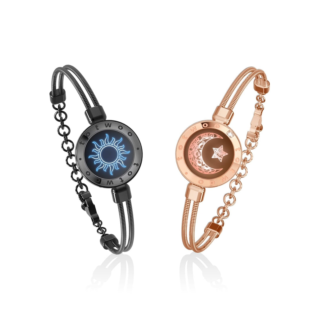 TOTWOO pametna zapestnica za pare – komplet 2× Sun & Moon (slim model, osvetlitev + vibracije)