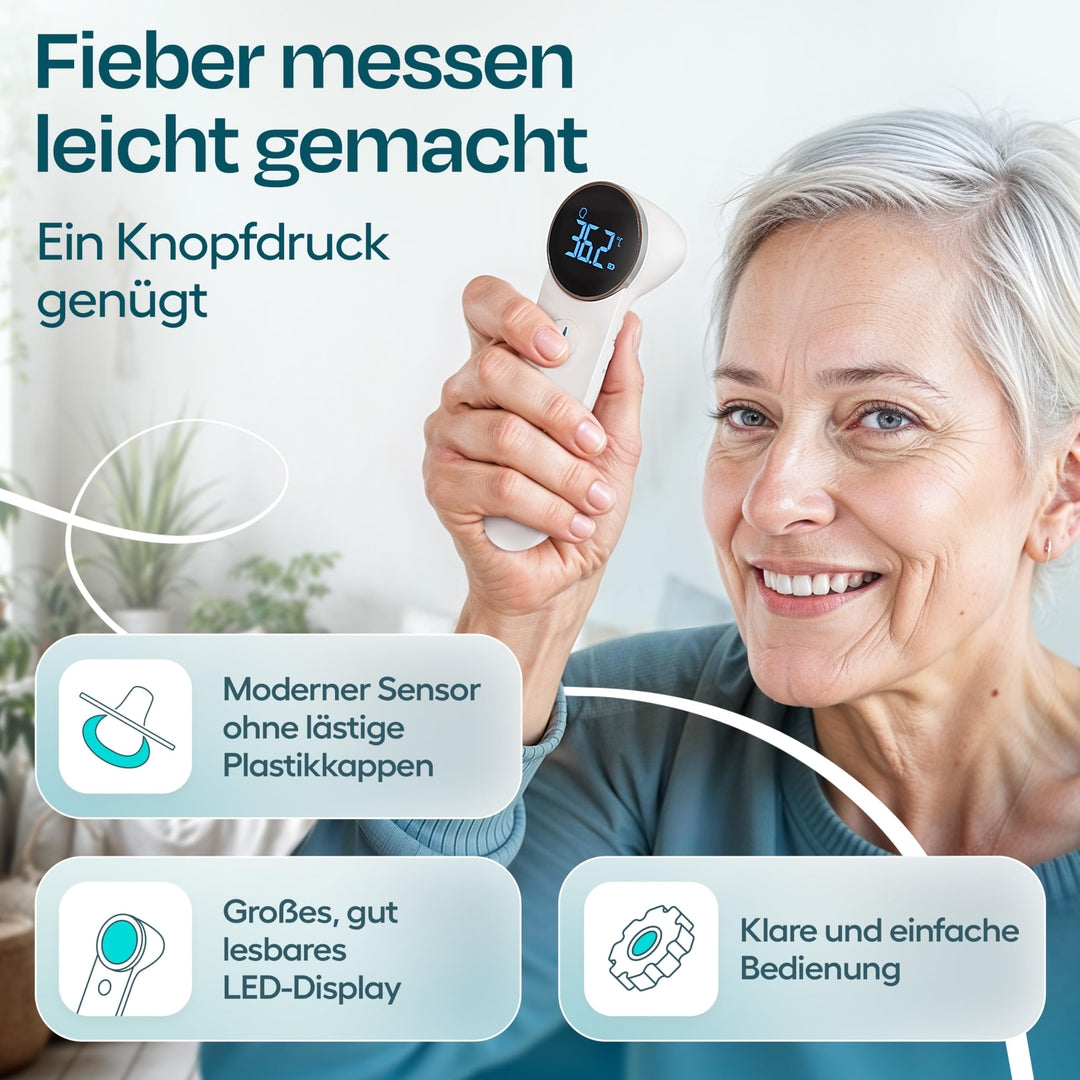 HIMMELSHAUCH MEDICAL 3-v-1 digitalni infrardeči termometer za uho in čelo