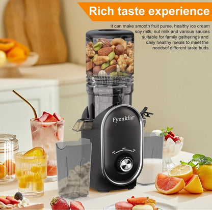 🍊 Slow juicer Fyenkfar 802K, 300W – cold pressing of fruits and vegetables (black, gray)
