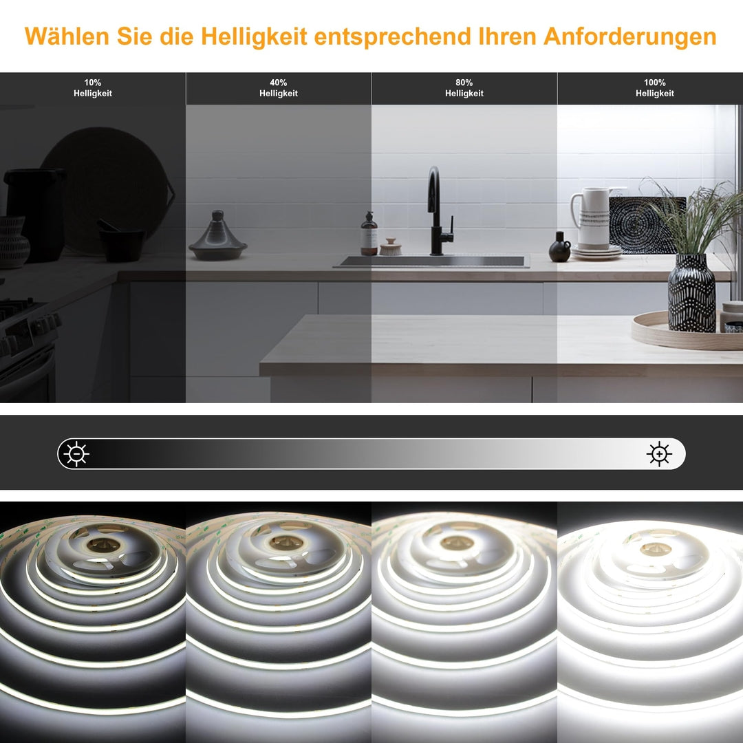 ARMOTOP COB LED trak – hladno bela 6000K, 24V, 320 LED/m, 3 m + RF daljinec + napajalnik