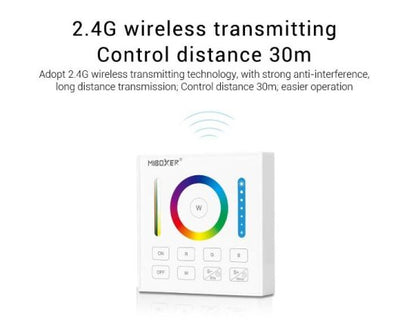 MiBoxer Stenski upravljalnik Mi-Light FUT-B0 – pametni RGB/RGBW/RGB+CCT krmilnik za LED trakove (1-cona)