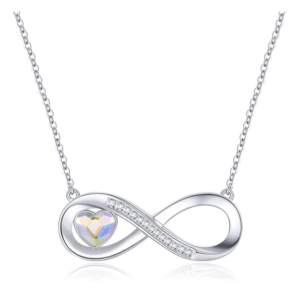 💎 LOUISA SECRET – Ogrlica neskončne ljubezni iz srebra 925 s kristalom srca - naklikaj.si